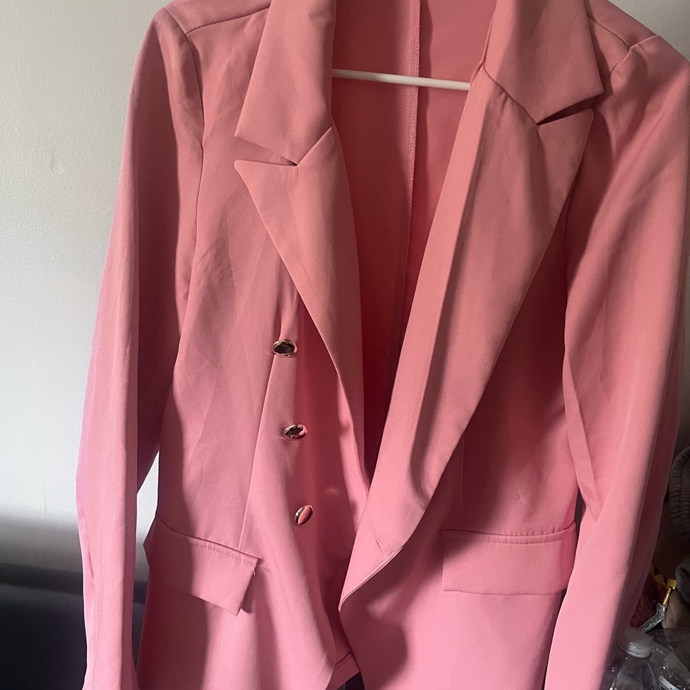 SHEIN Pink Blazer with Gold Buttons